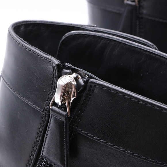 Chanel 40.5 Black Classic Turnlock Silver Logo Rubber Sole Boots Booties C330 - Picture 8 of 16